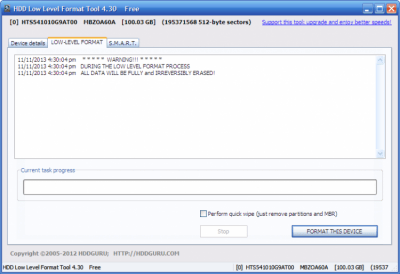 Скриншот приложения HDD Low Level Format Tool - №3