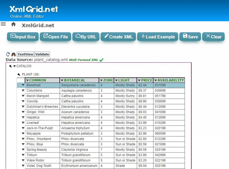 XML онлайн просмотр